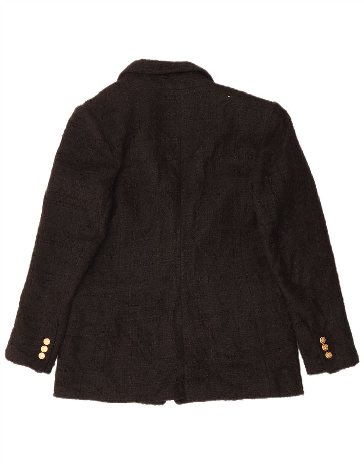 ZARA Womens Double Breasted Blazer Jacket UK 16 Large Black Polyester