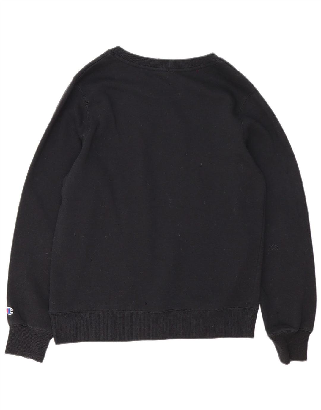 Felpa con grafica Champion da donna, maglione UK 14, cotone nero medio
