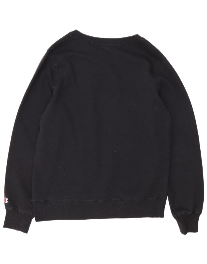 Felpa con grafica Champion da donna, maglione UK 14, cotone nero medio