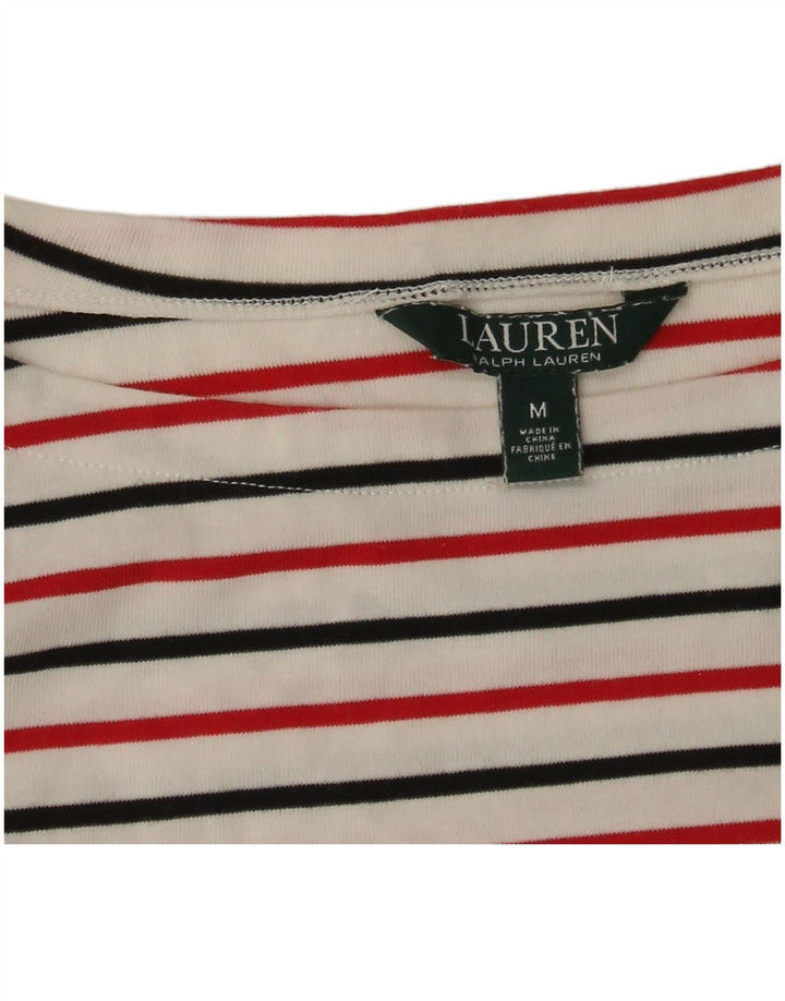Top Ralph Lauren da donna manica 3/4 UK 12 medio a righe bianche
