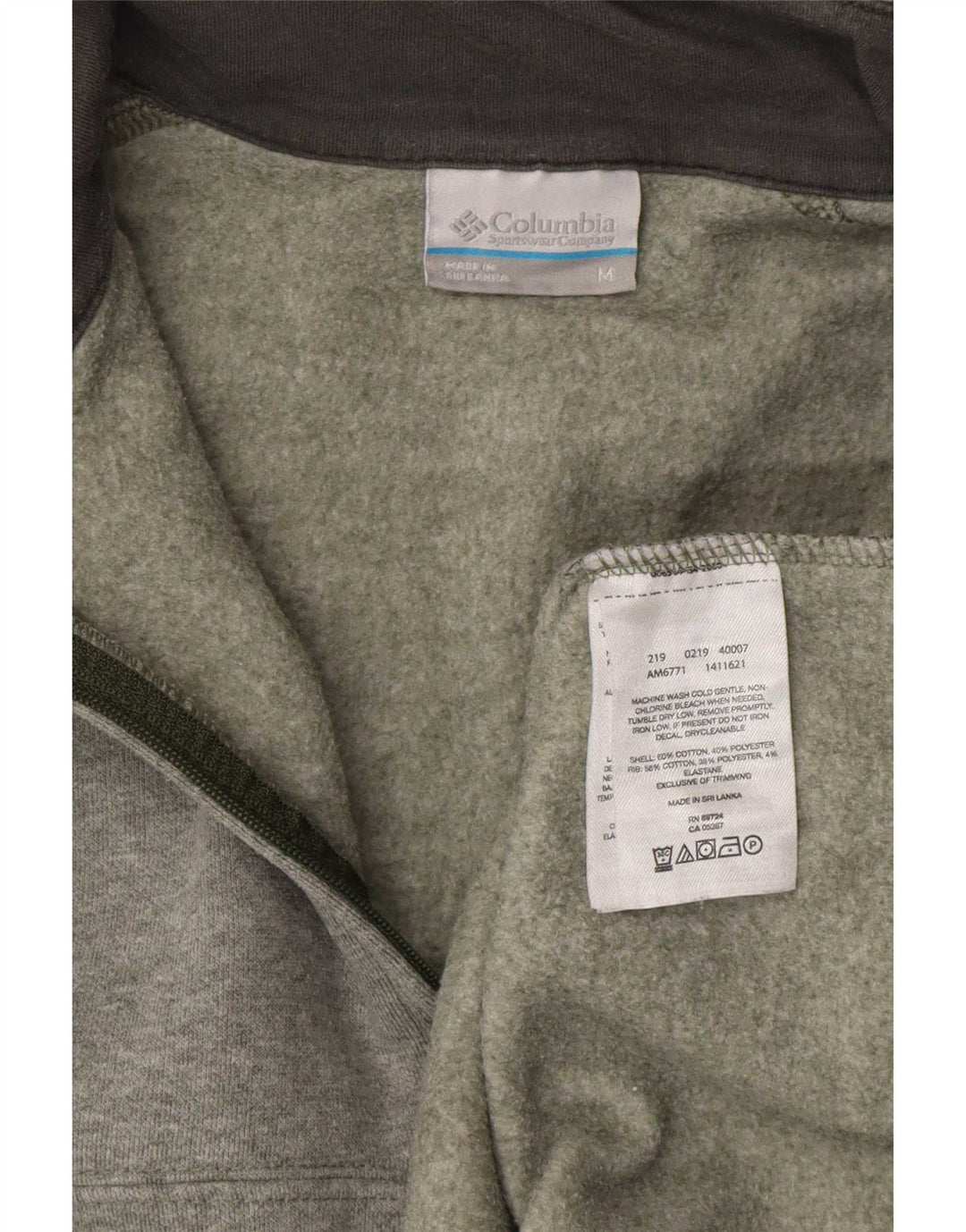 Felpa Columbia da donna con zip e collo, UK 14, cotone grigio medio
