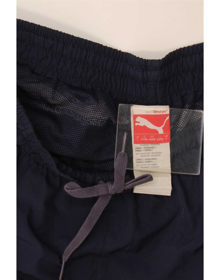 Pantaloni da tuta grafica da uomo Puma Large in poliestere blu navy