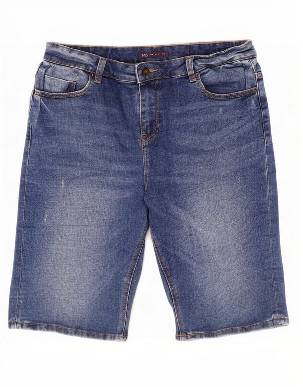Marks & Spencer Womens Denim Shorts UK 12 Medium W30 Blue Cotton