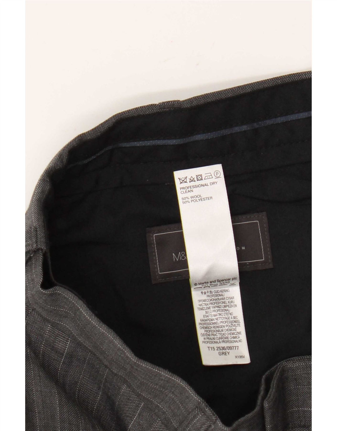 Pantaloni da abito su misura da uomo Marks & Spencer W38 L30 gessato grigio