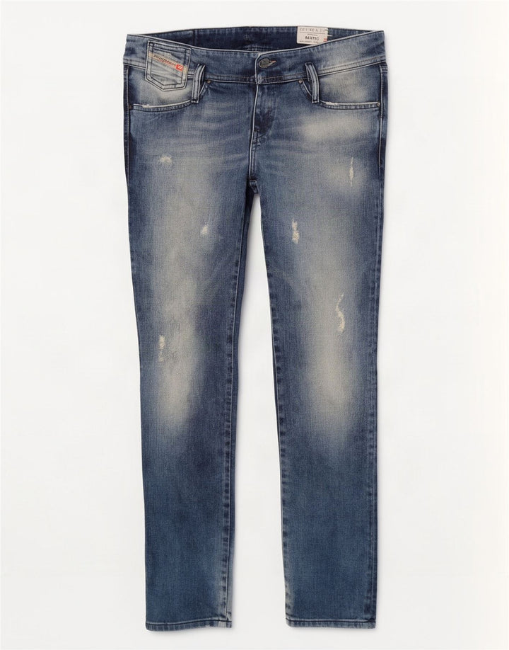 Jeans slim da donna Diesel Matic effetto consumato W28 L32 cotone blu