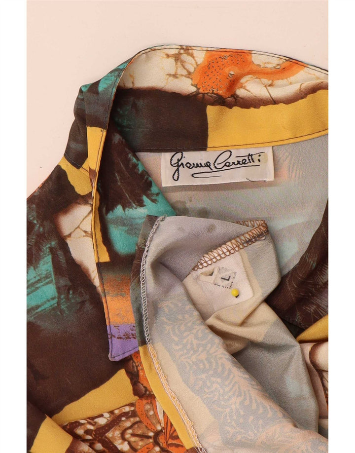 Camicetta camicia vintage da donna UK 16 grande patchwork multicolore