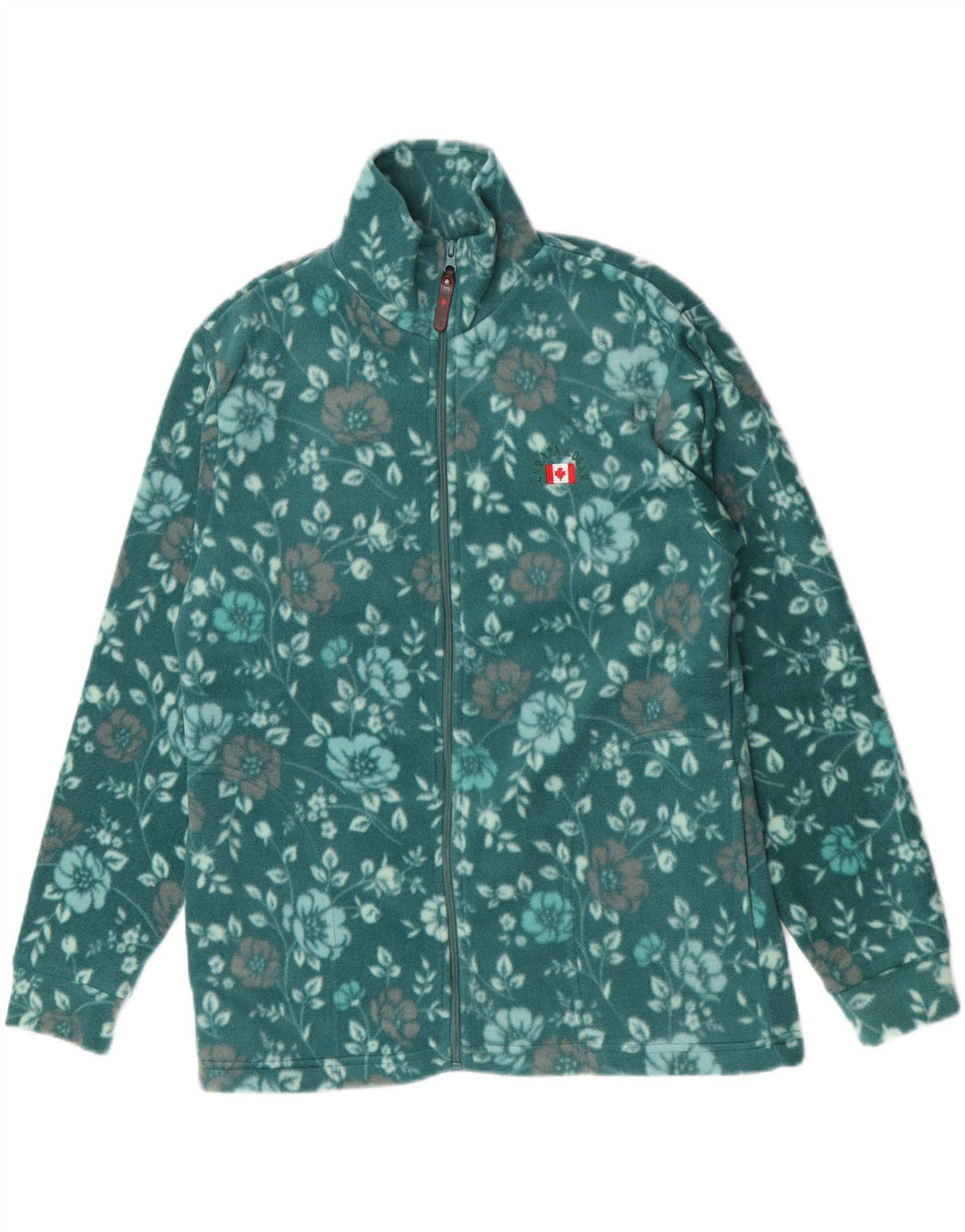 Giacca in pile da donna Canada Logan UK 18 XL Verde floreale in poliestere
