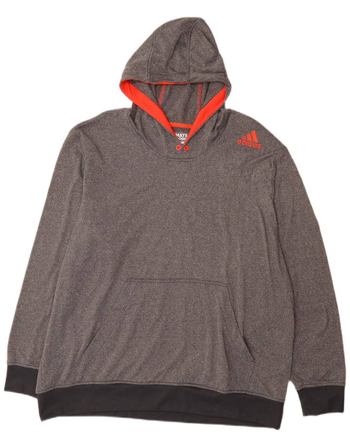 ADIDAS Mens Hoodie Jumper 2XL Grey Polyester