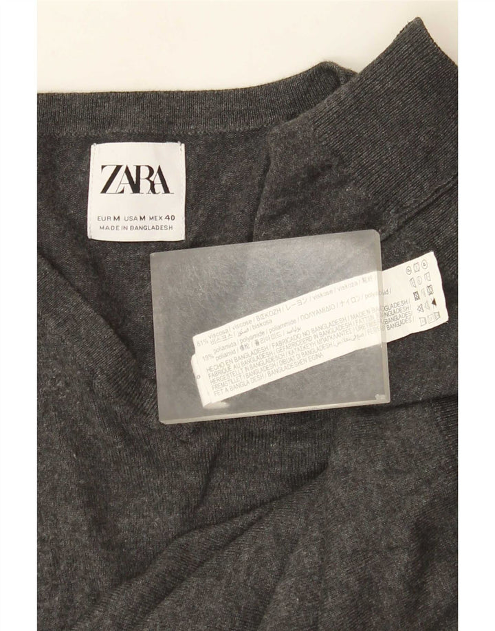 Maglione Zara da uomo con scollo a V in viscosa grigio medio
