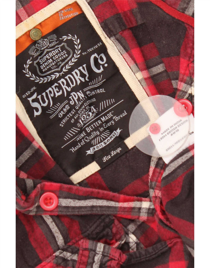 Camicia da uomo in flanella Superdry, cotone a quadri rossi grandi