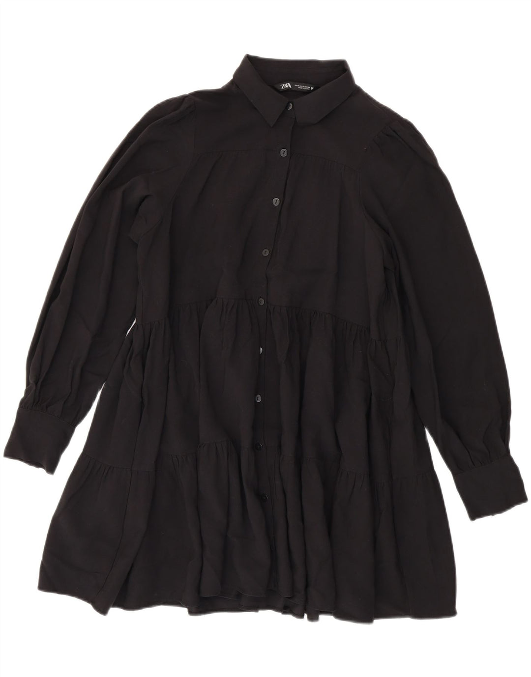 Abito a strati oversize da donna Zara UK 10 piccolo in viscosa nera