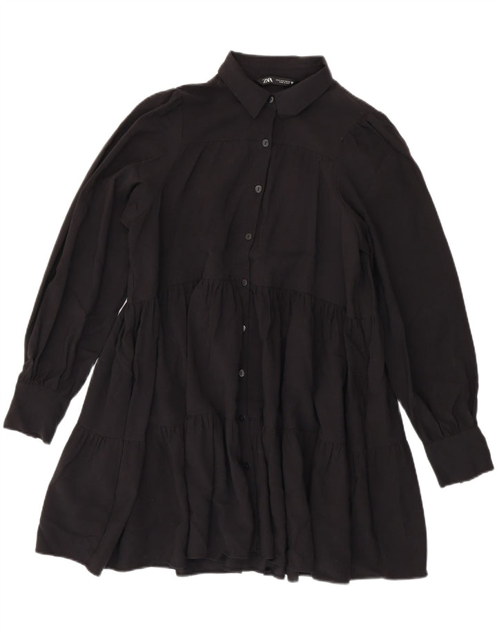 Abito a strati oversize da donna Zara UK 10 piccolo in viscosa nera