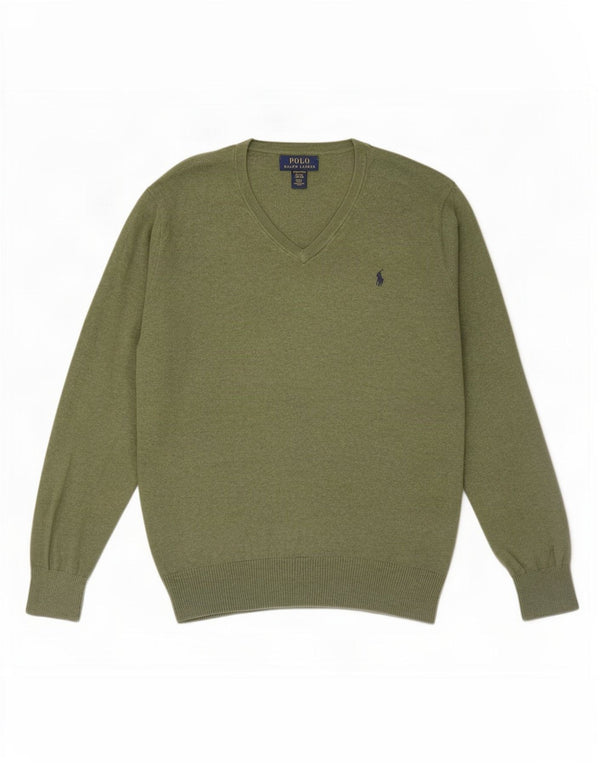 Polo Ralph Lauren Maglione da ragazzo con scollo a V 15-16 anni XL Verde