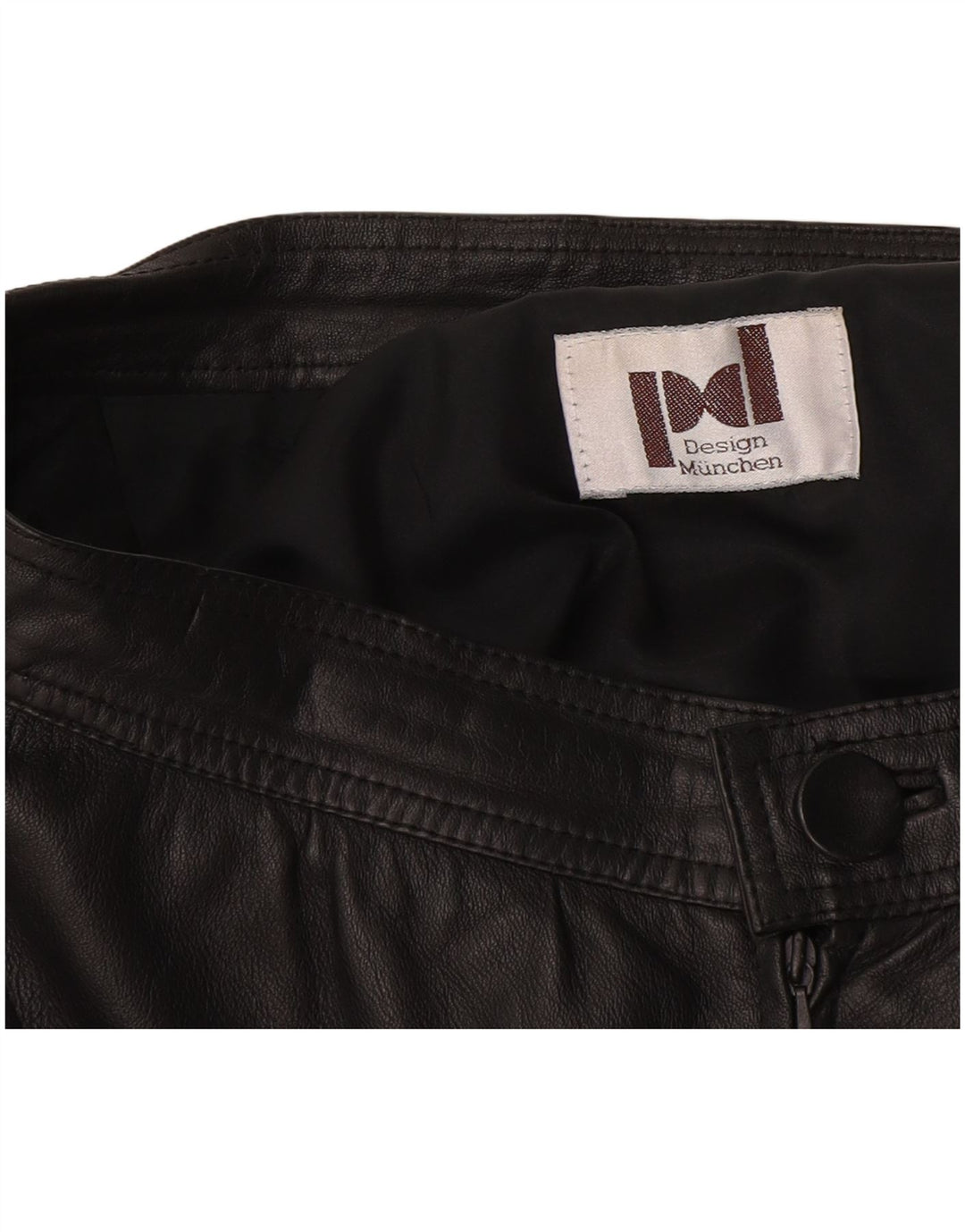 Gonna in pelle vintage da donna W28 media nera