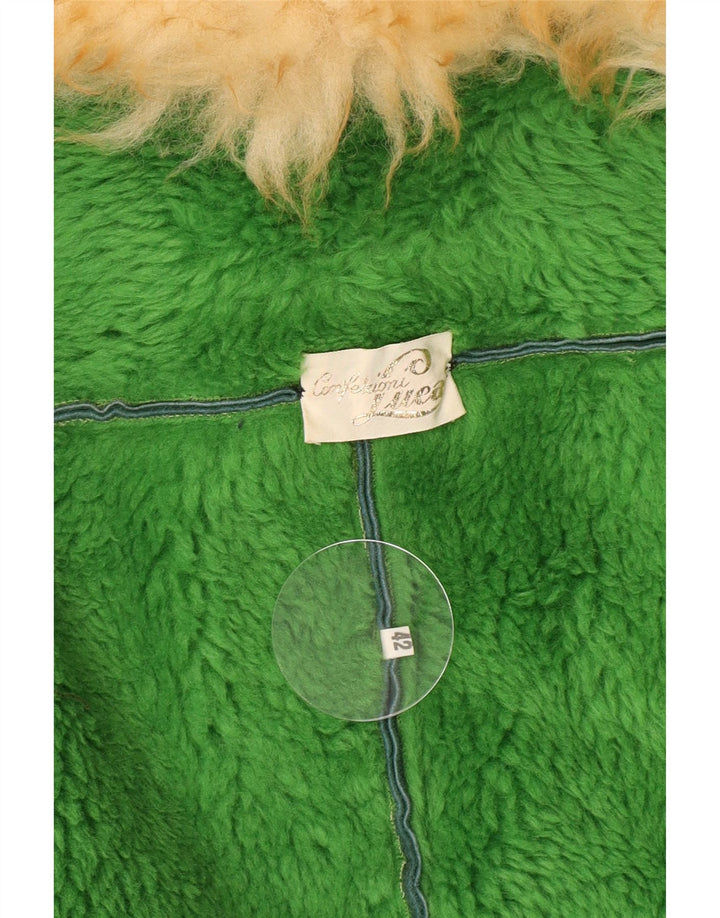 Cappotto in shearling vintage da donna IT 42 Verde medio