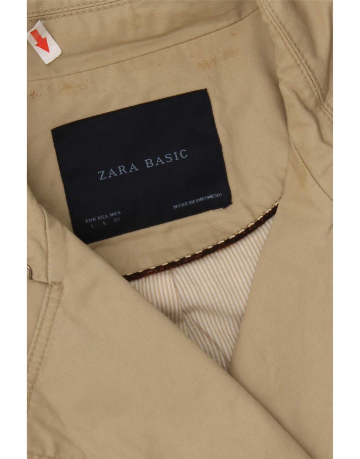 Trench da donna Zara UK 16 grande in cotone beige