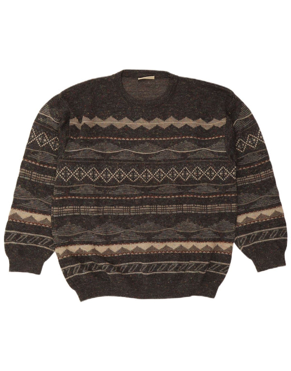 Maglione girocollo da uomo Rodes in acrilico geometrico grigio medio