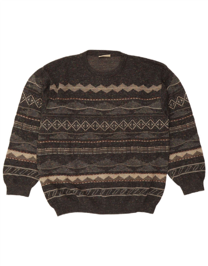 Maglione girocollo da uomo Rodes in acrilico geometrico grigio medio