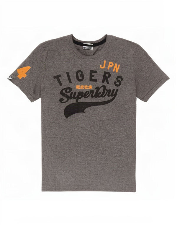 T-shirt grafica da uomo Superdry Top XL in cotone chiazzato grigio