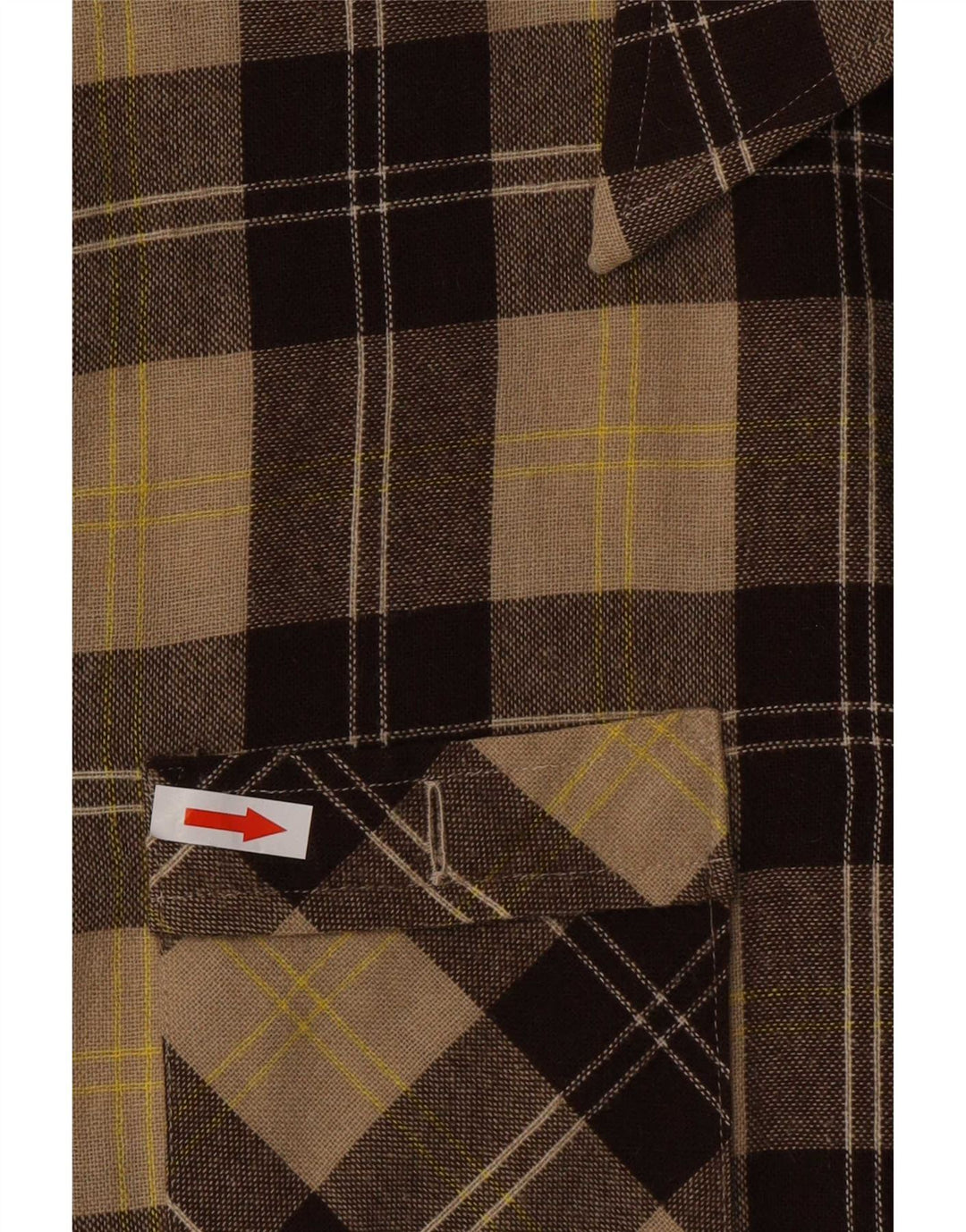Camicia vintage in flanella da uomo a quadri marroni piccoli