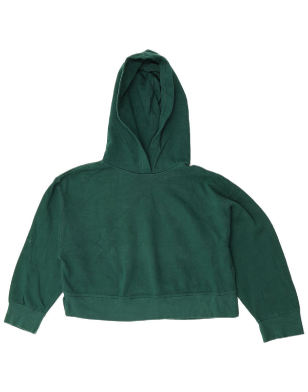 Maglione corto con cappuccio da donna Zara, vestibilità ampia, UK 14, cotone verde medio