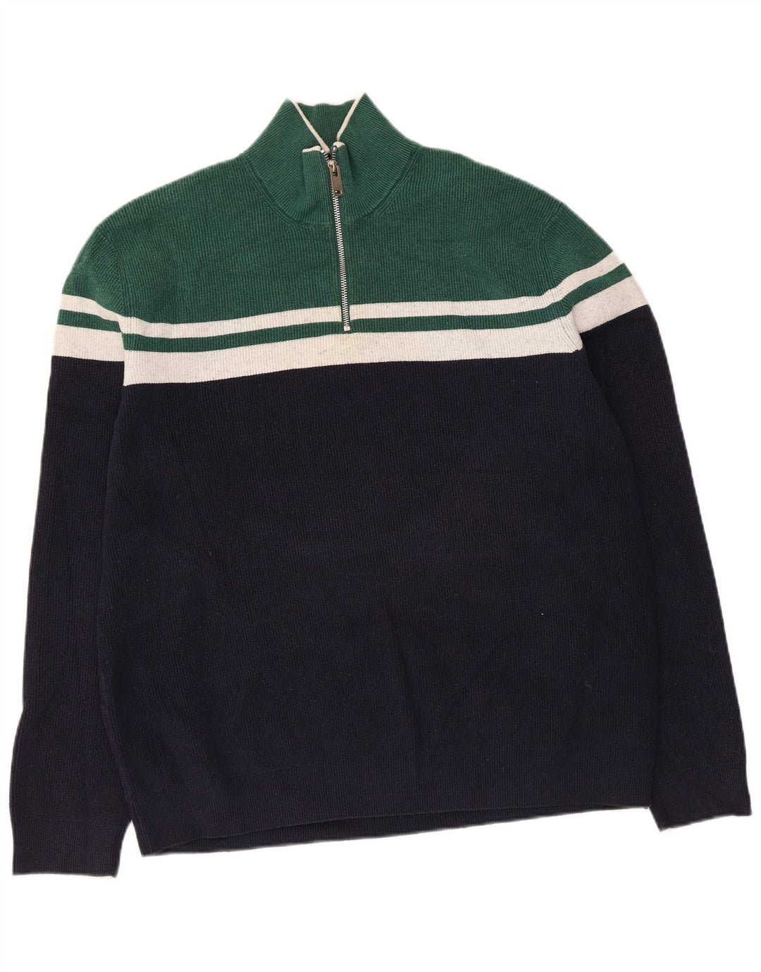 Maglione da uomo Marks & Spencer con zip e collo XL color block blu navy
