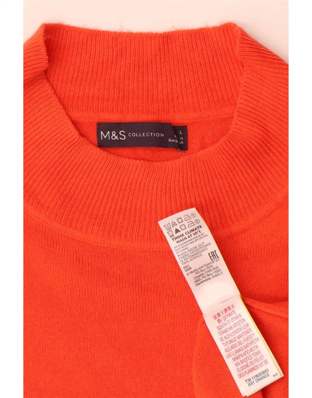 Maglione maglione a collo alto da donna Marks & Spencer UK 16 grande arancione