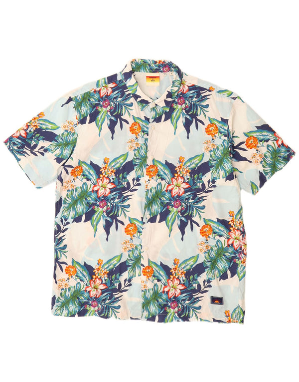 Camicia a maniche corte hawaiana da uomo Superdry, cotone floreale bianco grande