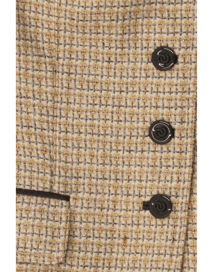 Giacca blazer da donna a 4 bottoni Barbara Kessels EU 38 lana a quadri beige medio