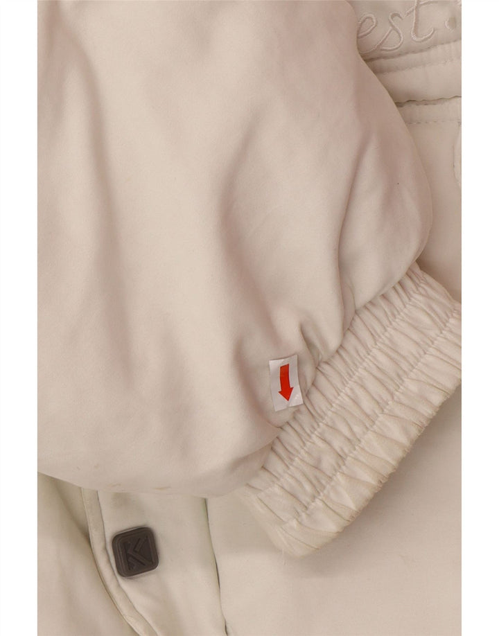 KARL KANI Giacca imbottita con cappuccio con grafica da uomo UK 44 2XL Poliestere bianco