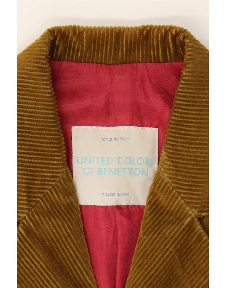 BENETTON Womens 4 Button Corduroy Blazer Jacket IT 42 Medium Green Cotton Vintage Benetton and Second-Hand Benetton from Messina Hembry 