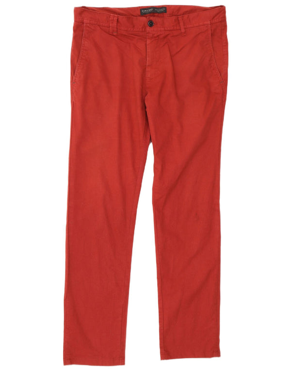 Pantaloni chino slim da uomo Zara EU 46 XL W36 L32 cotone bordeaux