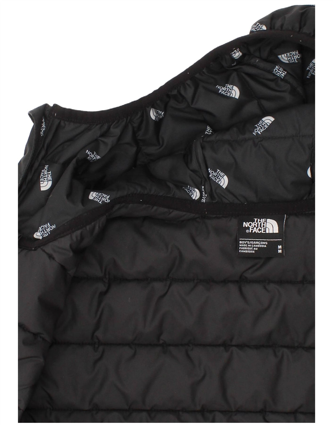 Giacca imbottita con cappuccio grafica The North Face da ragazzo 9-10 anni media nera