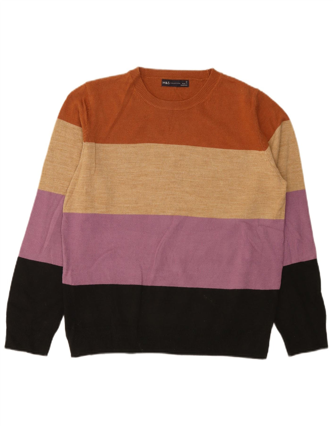 Maglione maglione con scollo a barca da donna Marks & Spencer UK 12 medio multicolore