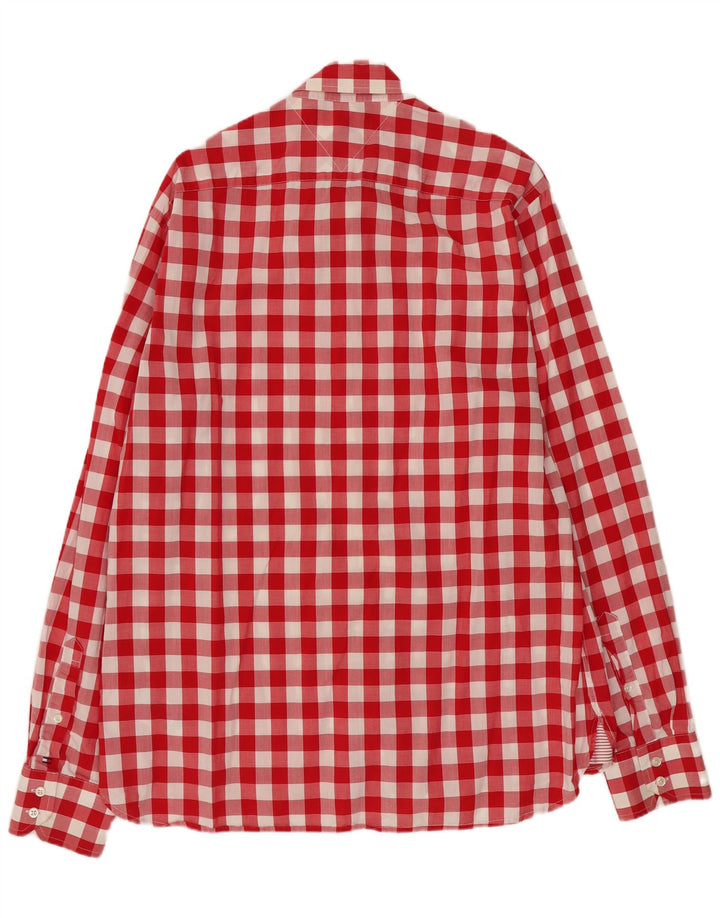 Camicia da uomo Tommy Hilfiger grande in cotone a quadretti rossi