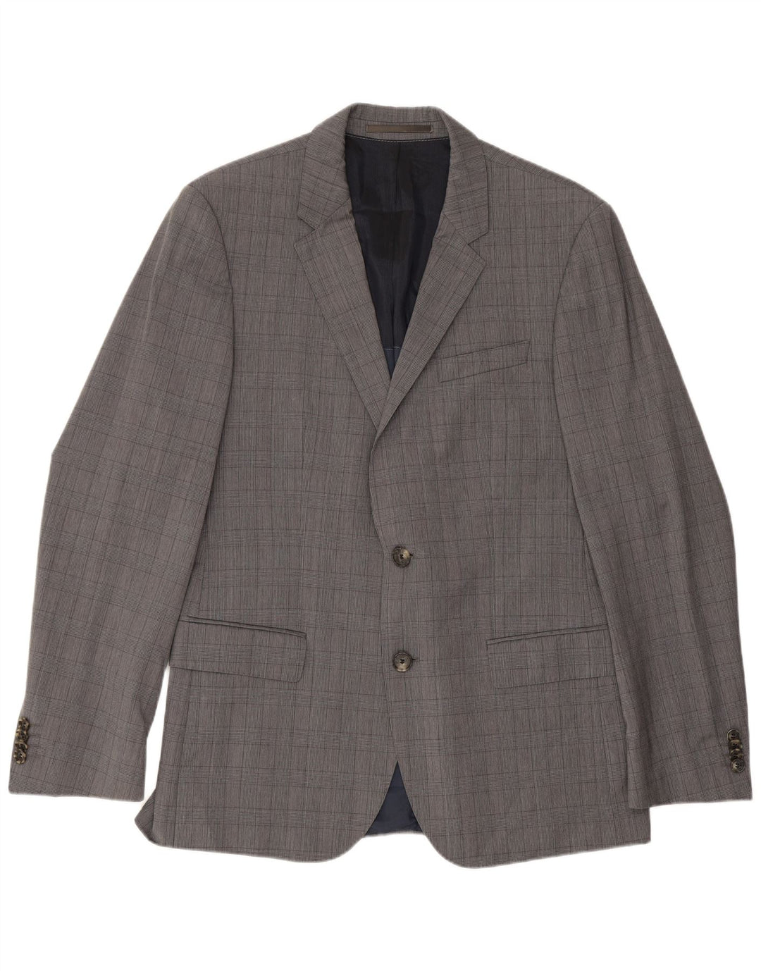 Giacca blazer da uomo a 2 bottoni Hugo Boss EU 48 Lana vergine a quadri grigio medio