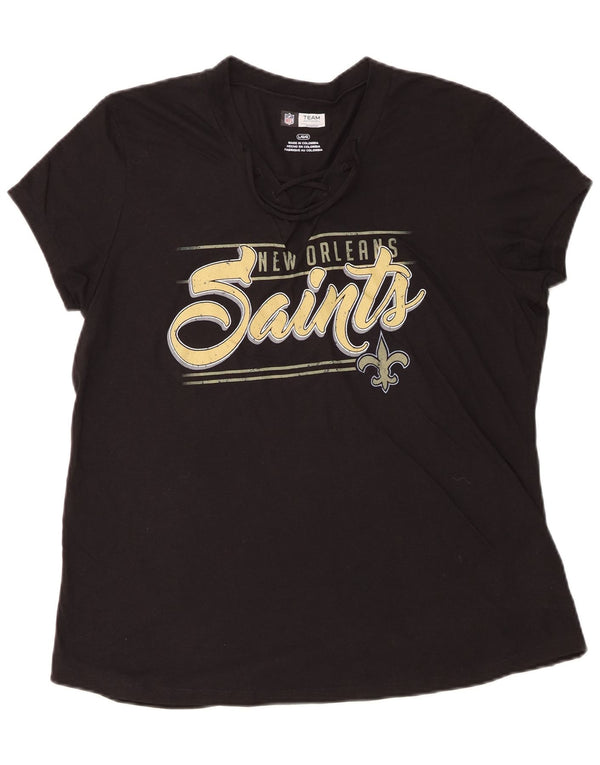 T-shirt grafica da donna NFL New Orleans Saints UK 16 grande in cotone nero