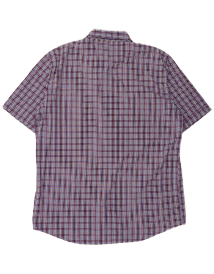 Camicia a maniche corte da uomo Crown in cotone a quadri blu grandi