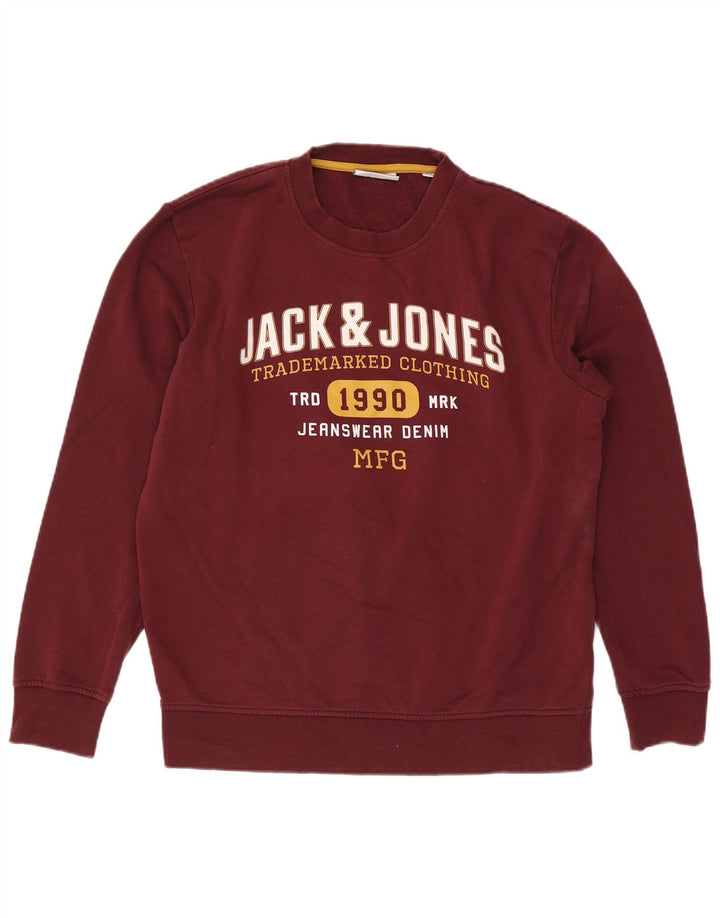 Jack & Jones Felpa grafica da uomo Maglione XL Maroon Cotton