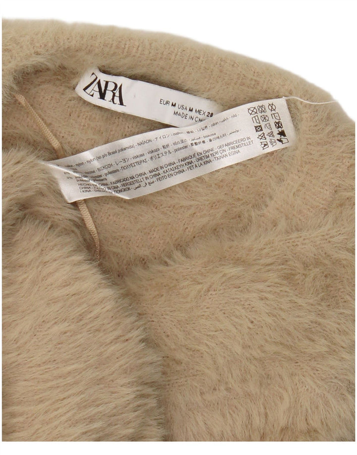 Maglione cardigan da donna Zara UK 14 Nylon beige medio