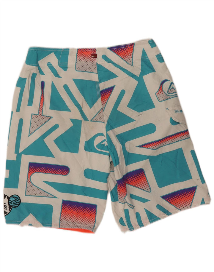 Pantaloncini da bagno grafici da uomo Quiksilver Poliestere geometrico bianco medio