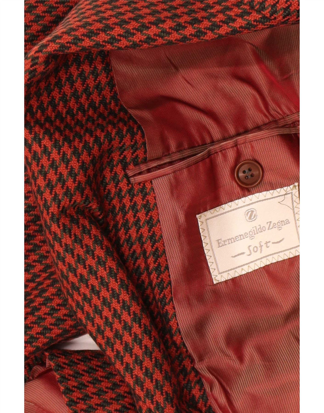 Giacca blazer da uomo a 2 bottoni Ermenegildo Zegna UK 42 XL pied de poule marrone
