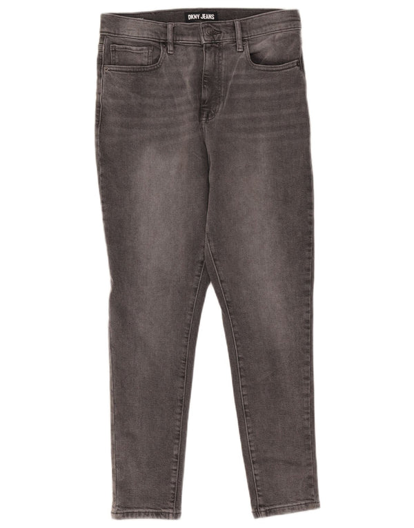Jeans skinny corti a vita alta da donna Dkny W30 L26 cotone grigio