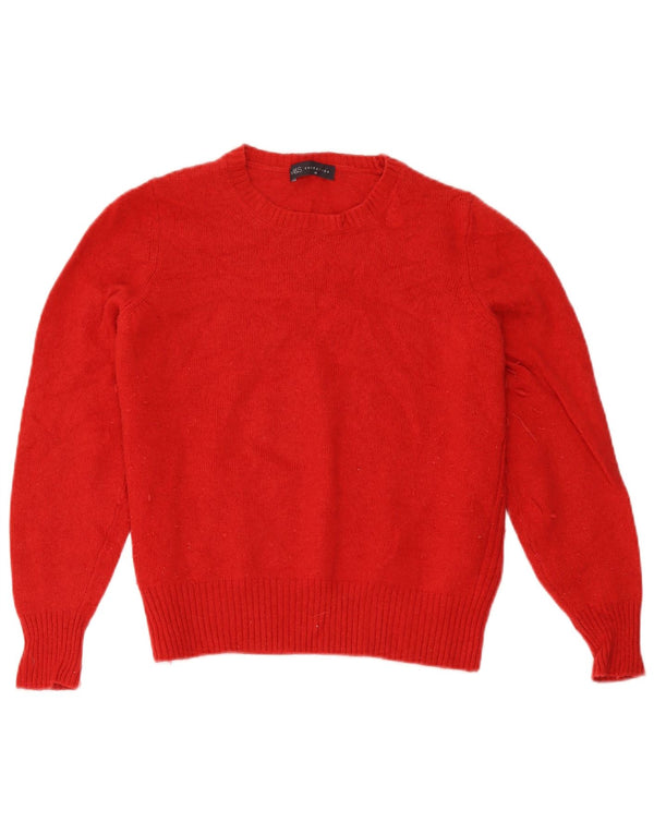 Maglione da donna Marks & Spencer con scollo a barca UK 18 XL Lana d'agnello rossa