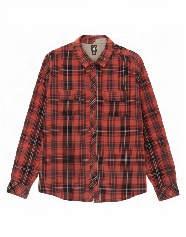 Camicia in flanella da uomo Volcom XL a quadri arancioni