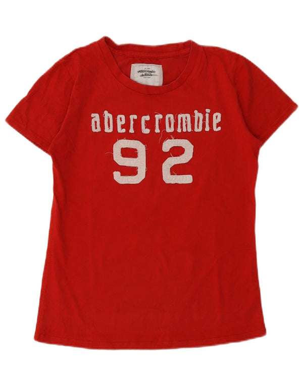 T-shirt grafica da donna Abercrombie & Fitch UK 12 rosso medio in cotone