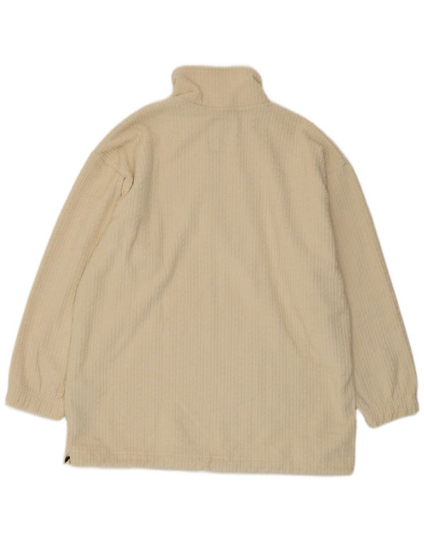 F.LLI Campagnolo Maglione in pile da uomo con zip e collo, grande, in poliestere bianco sporco