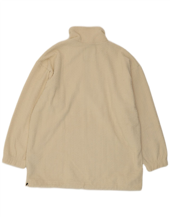 F.LLI Campagnolo Maglione in pile da uomo con zip e collo, grande, in poliestere bianco sporco