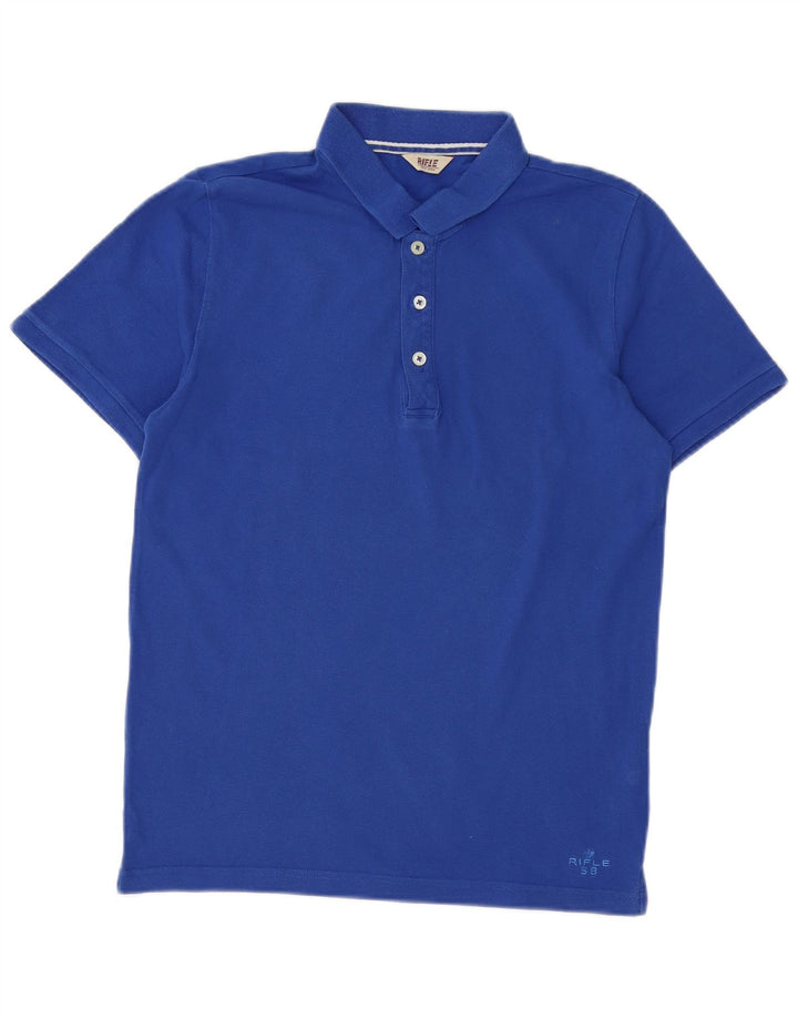 Polo da uomo Rifle in cotone blu medio