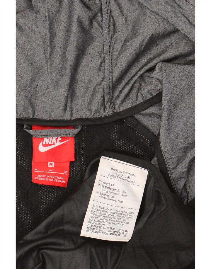 Giacca antipioggia con cappuccio Nike da uomo UK 38 Nylon color block grigio medio